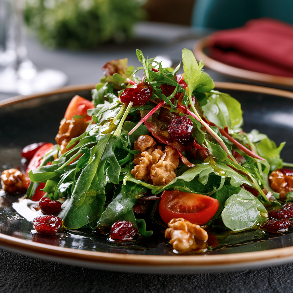 Frischer Samarkand Salat mit Granatapfel – usbekische Küche München
